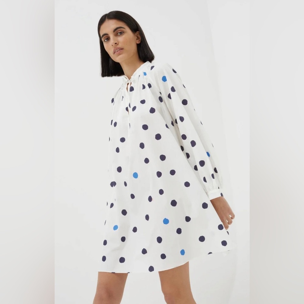 CHINTI & PARKER Polka-dot cotton-poplin mini dress